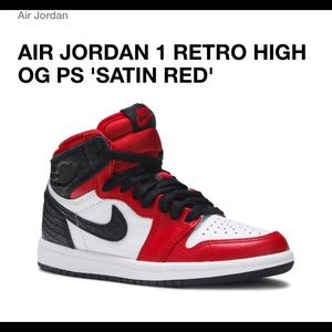 Boys Jordan 1s Satin Red